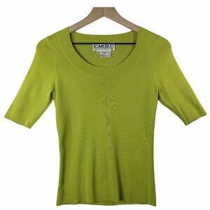Carlisle Vintage Green Shirt Silk Blend Short Sleeve Knit Women size S